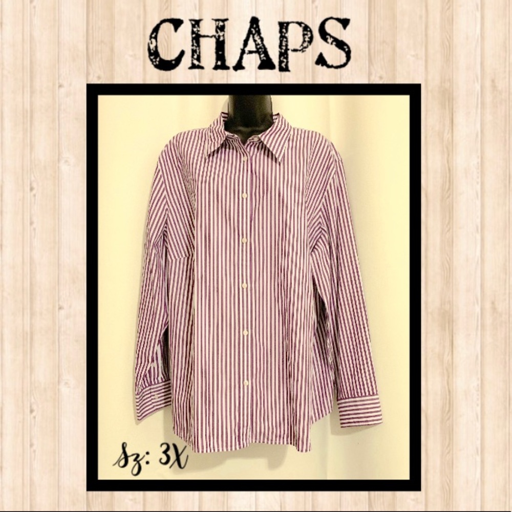☀️ 3/$25  Chaps White & Purple button down